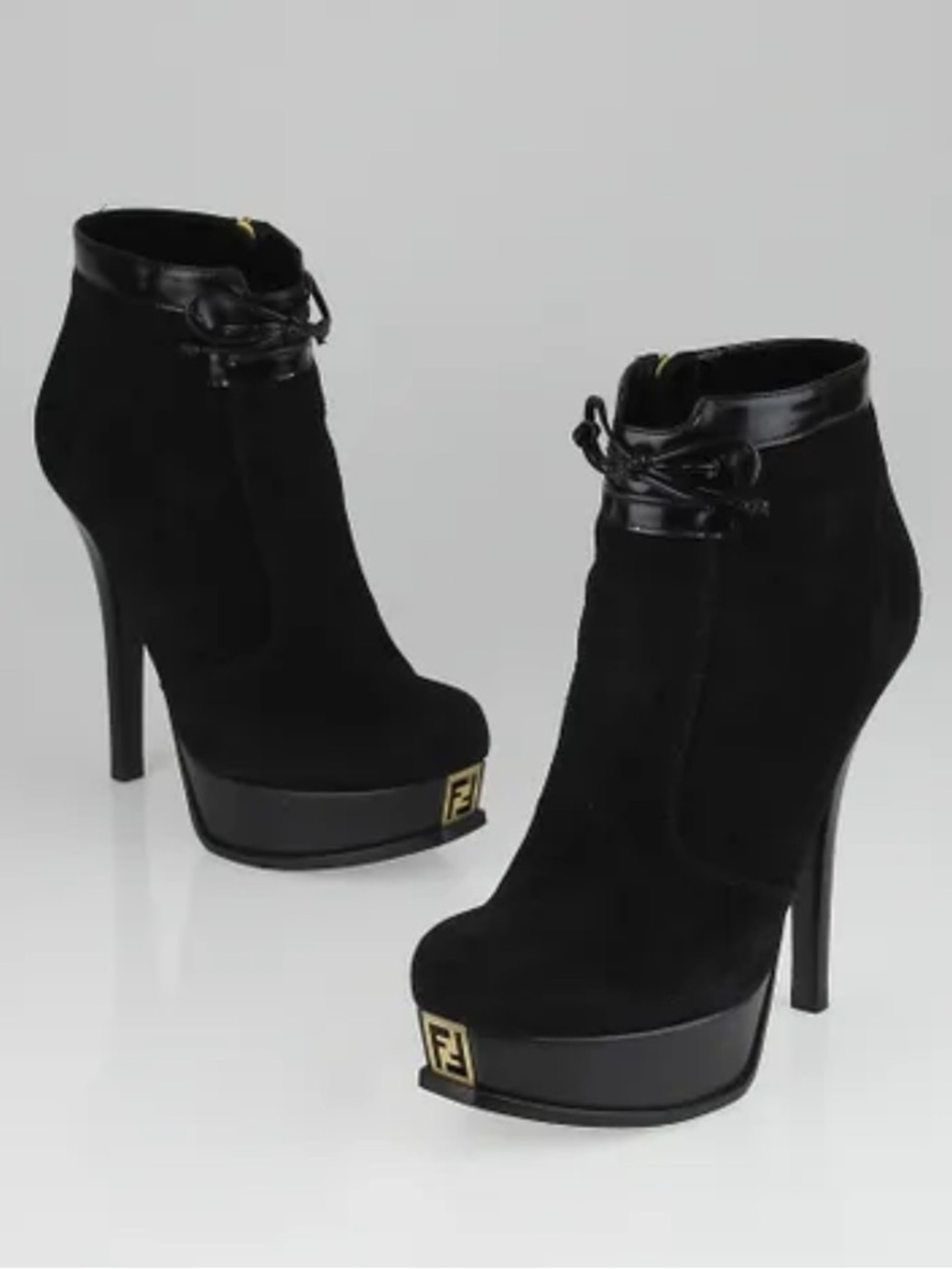 Fendi Black Suede and Leather Fendista
Platform Ankle Boots